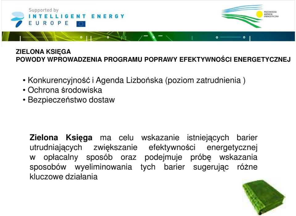 celu wskazanie istniejących barier utrudniających zwiększanie efektywności energetycznej w opłacalny