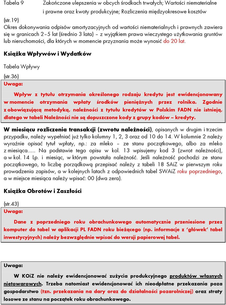 nieruchomości, dla których w momencie przyznania moŝe wynosić do 20 lat. KsiąŜka Wpływów i Wydatków Tabela Wpływy (str.