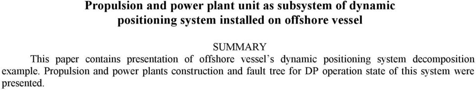 offshore vessel s dynmic positioning system decomposition exmple.