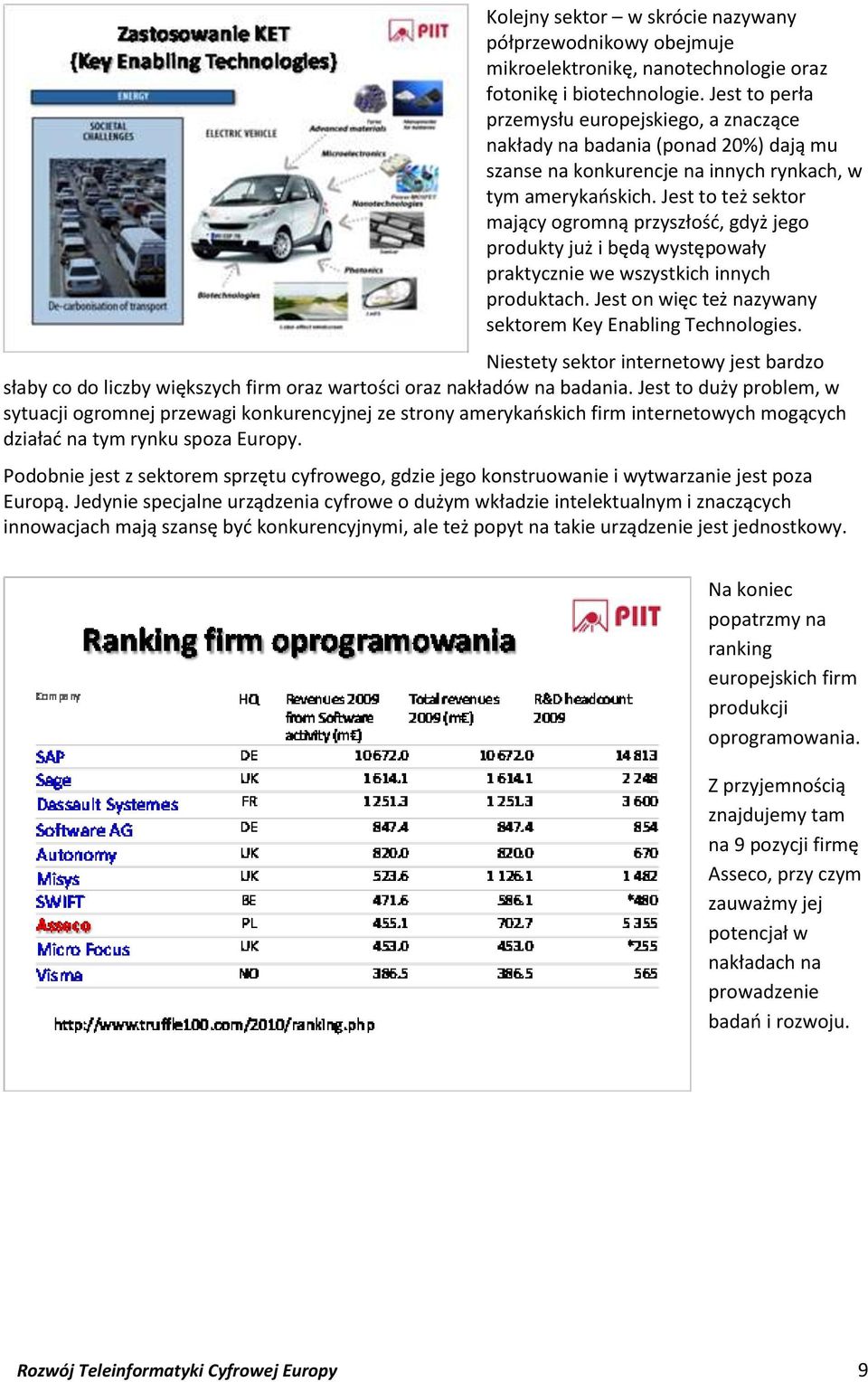 Jest to też sektor mający ogromną przyszłośd, gdyż jego produkty już i będą występowały praktycznie we wszystkich innych produktach. Jest on więc też nazywany sektorem Key Enabling Technologies.