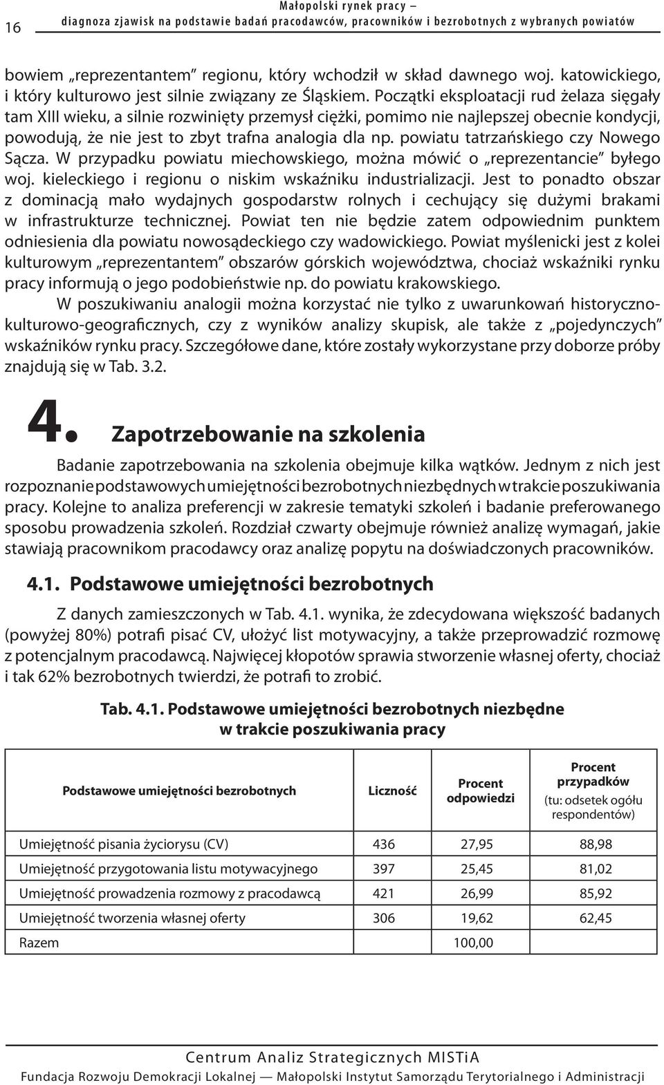 powiatu tatrzańskiego czy Nowego Sącza. W przypadku powiatu miechowskiego, można mówić o reprezentancie byłego woj. kieleckiego i regionu o niskim wskaźniku industrializacji.