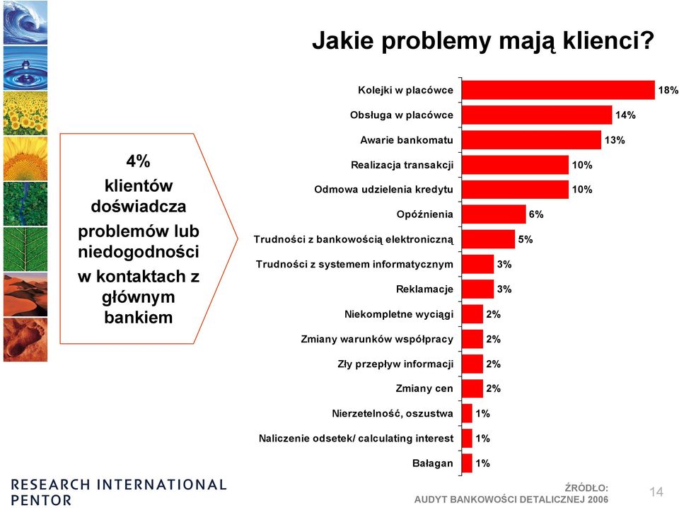 niedogodności w kontaktach z głównym bankiem Odmowa udzielenia kredytu Opóźnienia Trudności z bankowością elektroniczną Trudności z