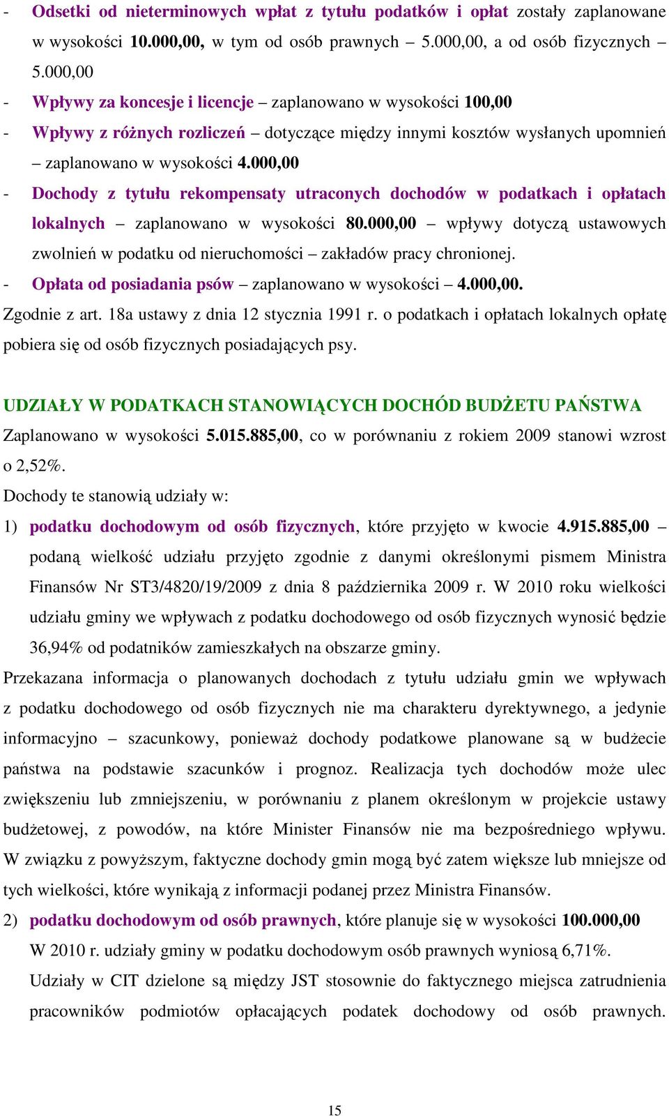 000,00 - Dochody z tytułu rekompensaty utraconych dochodów w podatkach i opłatach lokalnych zaplanowano w wysokości 80.