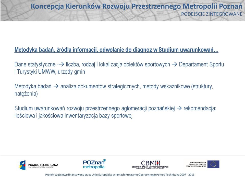 analiza dokumentów strategicznych, metody wskaźnikowe (struktury, natężenia) Studium uwarunkowań rozwoju