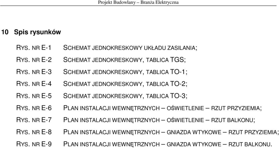 JEDNOKRESKOWY, TABLICA TO-2; SCHEMAT JEDNOKRESKOWY, TABLICA TO-3; PLAN INSTALACJI WEWNĘTRZNYCH OŚWIETLENIE RZUT PRZYZIEMIA; PLAN