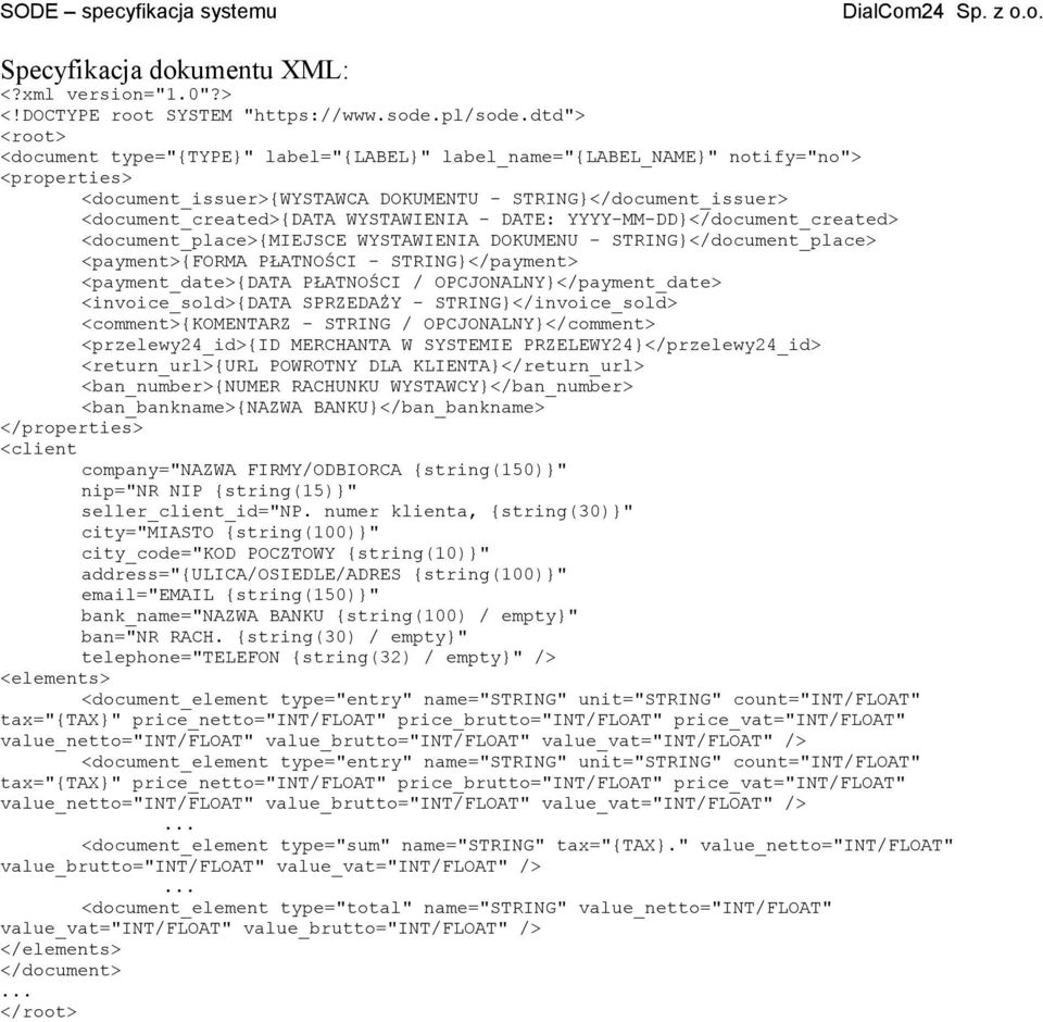 WYSTAWIENIA - DATE: YYYY-MM-DD}</document_created> <document_place>{miejsce WYSTAWIENIA DOKUMENU - STRING}</document_place> <payment>{forma PŁATNOŚCI - STRING}</payment> <payment_date>{data PŁATNOŚCI
