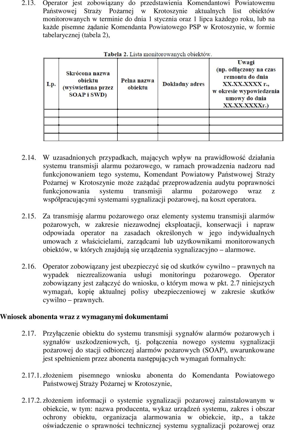 W uzasadnionych przypadkach, mających wpływ na prawidłowość działania systemu transmisji alarmu pożarowego, w ramach prowadzenia nadzoru nad funkcjonowaniem tego systemu, Komendant Powiatowy