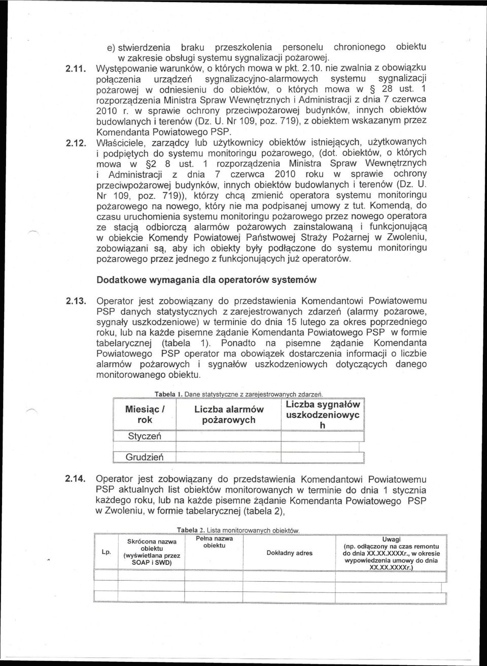 1 rozporządzenia Ministra Spraw Wewnętrznych i Administracji z dnia 7 czerwca 2010 r. w sprawie ochrony przeciwpożarowej budynków, innych obiektów budowlanych i terenów (Dz. U. Nr 109, poz.