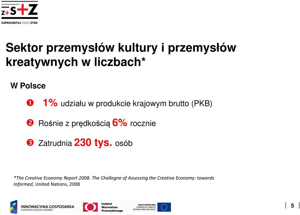 rocznie ❸ Zatrudnia 230 tys. osób *The Creative Economy Report 2008.