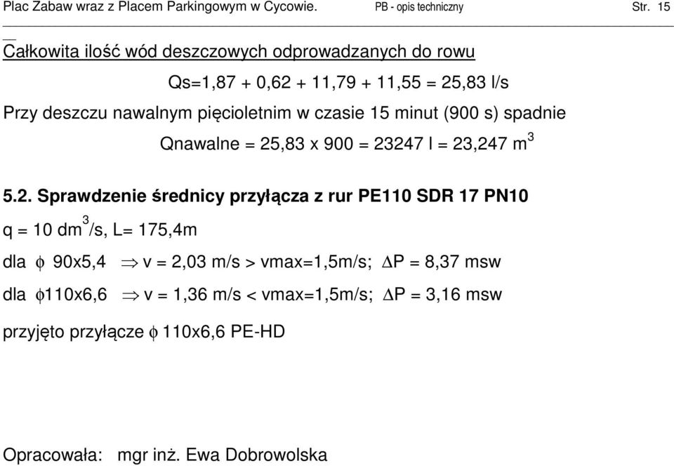 czasie 15 minut (900 s) spadnie Qnawalne = 25