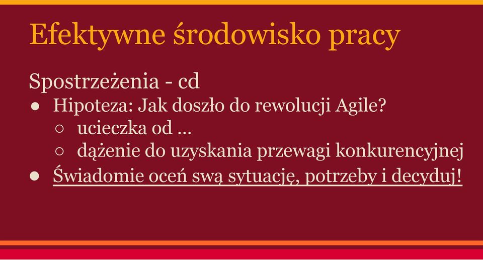 ucieczka od dążenie do uzyskania przewagi