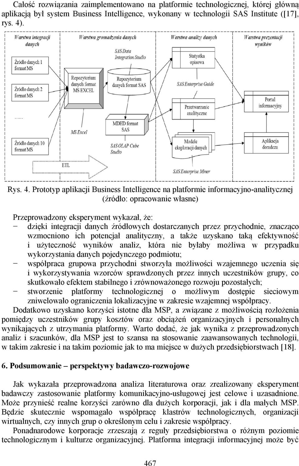 Prototyp aplikacji Business Intelligence na platformie informacyjno-analitycznej (źródło: opracowanie własne) Przeprowadzony eksperyment wykazał, że: dzięki integracji danych źródłowych dostarczanych