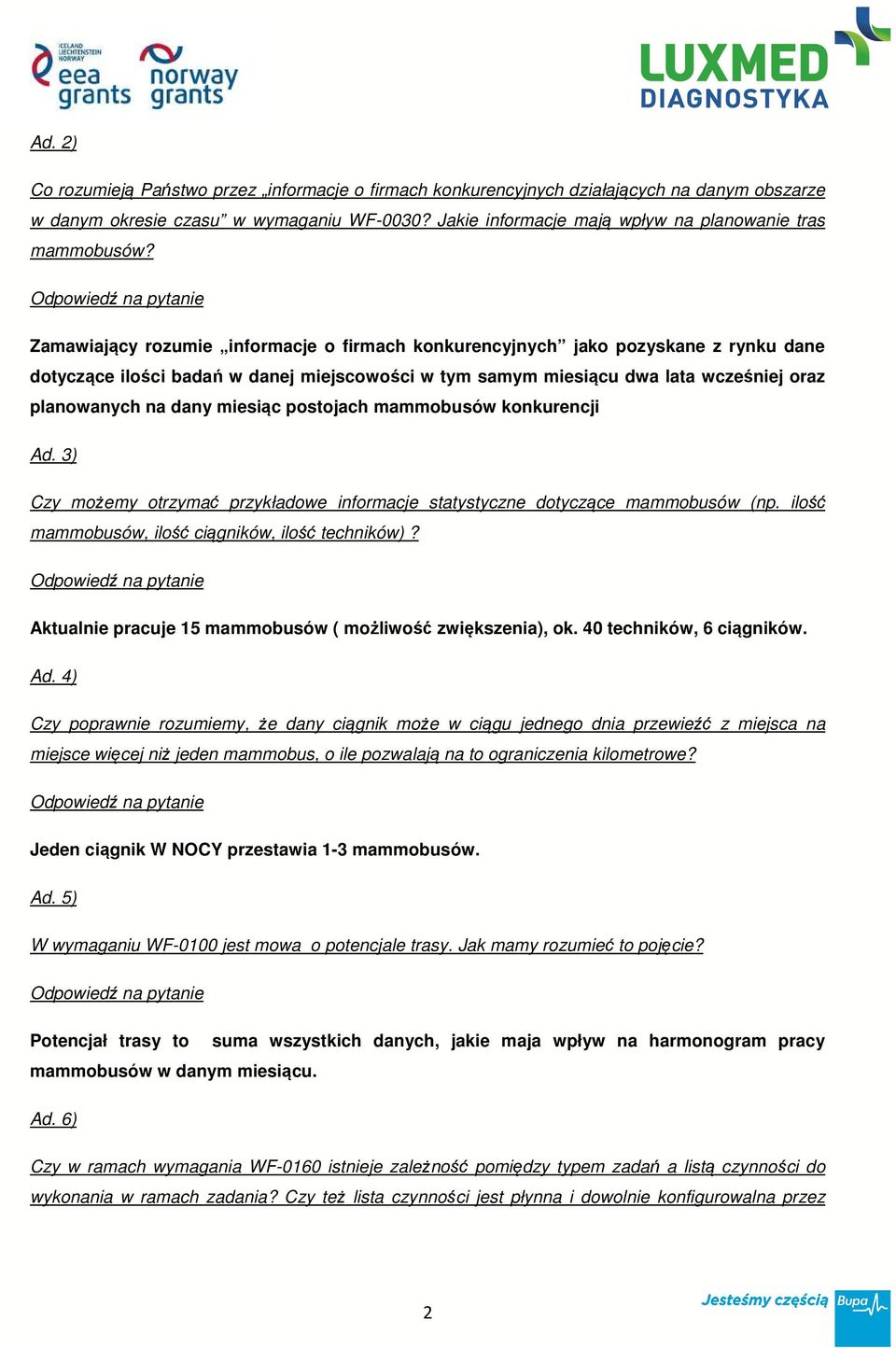 Zamawiający rozumie informacje o firmach konkurencyjnych jako pozyskane z rynku dane dotyczące ilości badań w danej miejscowości w tym samym miesiącu dwa lata wcześniej oraz planowanych na dany