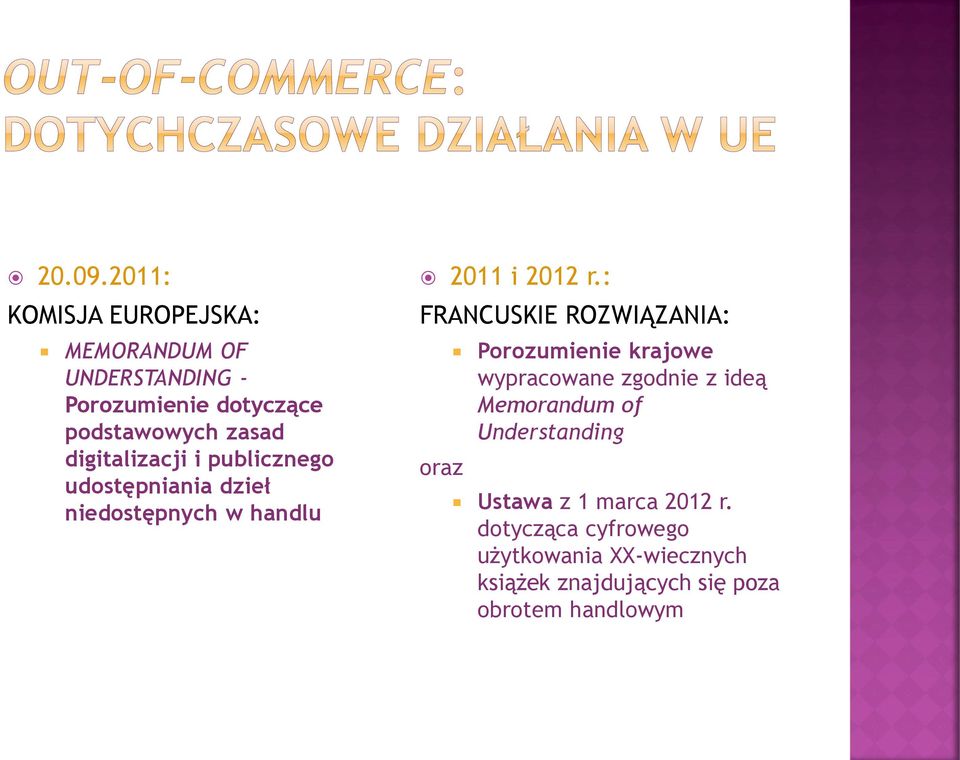 digitalizacji i publicznego udostępniania dzieł niedostępnych w handlu 2011 i 2012 r.