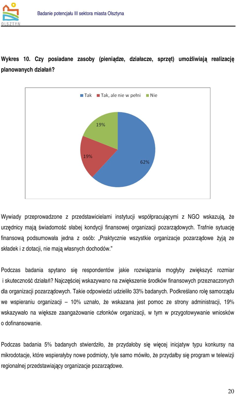 Trafnie sytuację finansową podsumowała jedna z osób: Praktycznie wszystkie organizacje pozarządowe Ŝyją ze składek i z dotacji, nie mają własnych dochodów.