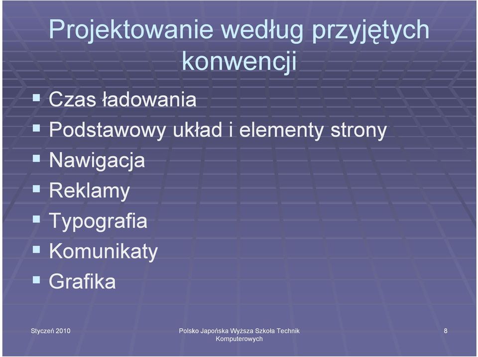 układ i elementy strony Nawigacja