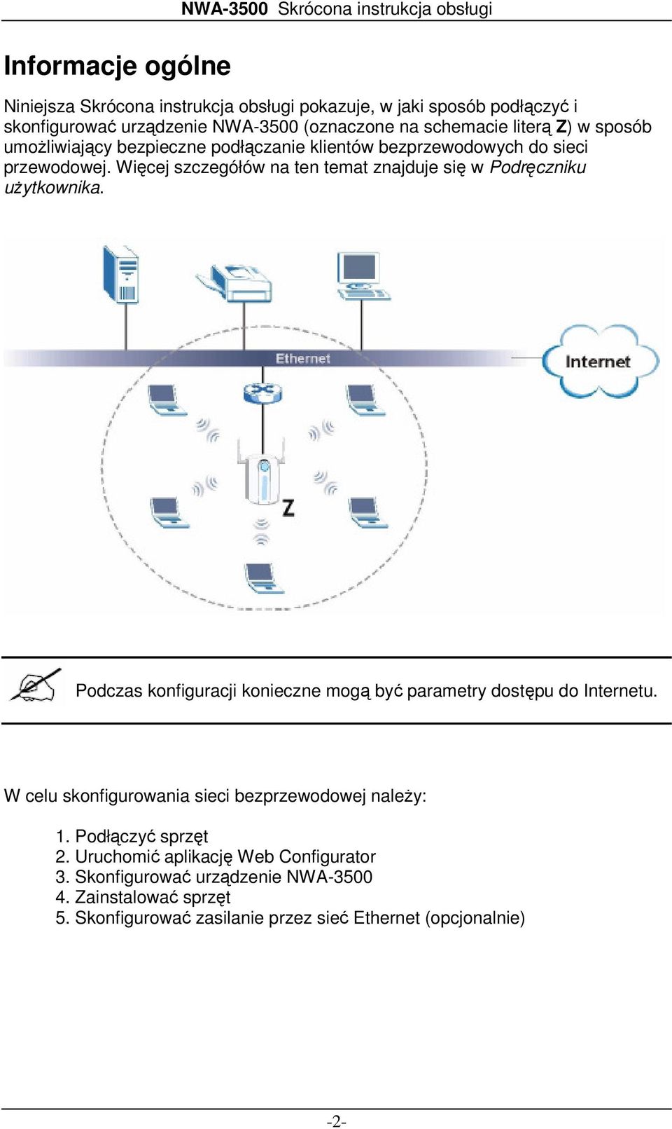 Więcej szczegółów na ten temat znajduje się w Podręczniku użytkownika. Podczas konfiguracji konieczne mogą być parametry dostępu do Internetu.