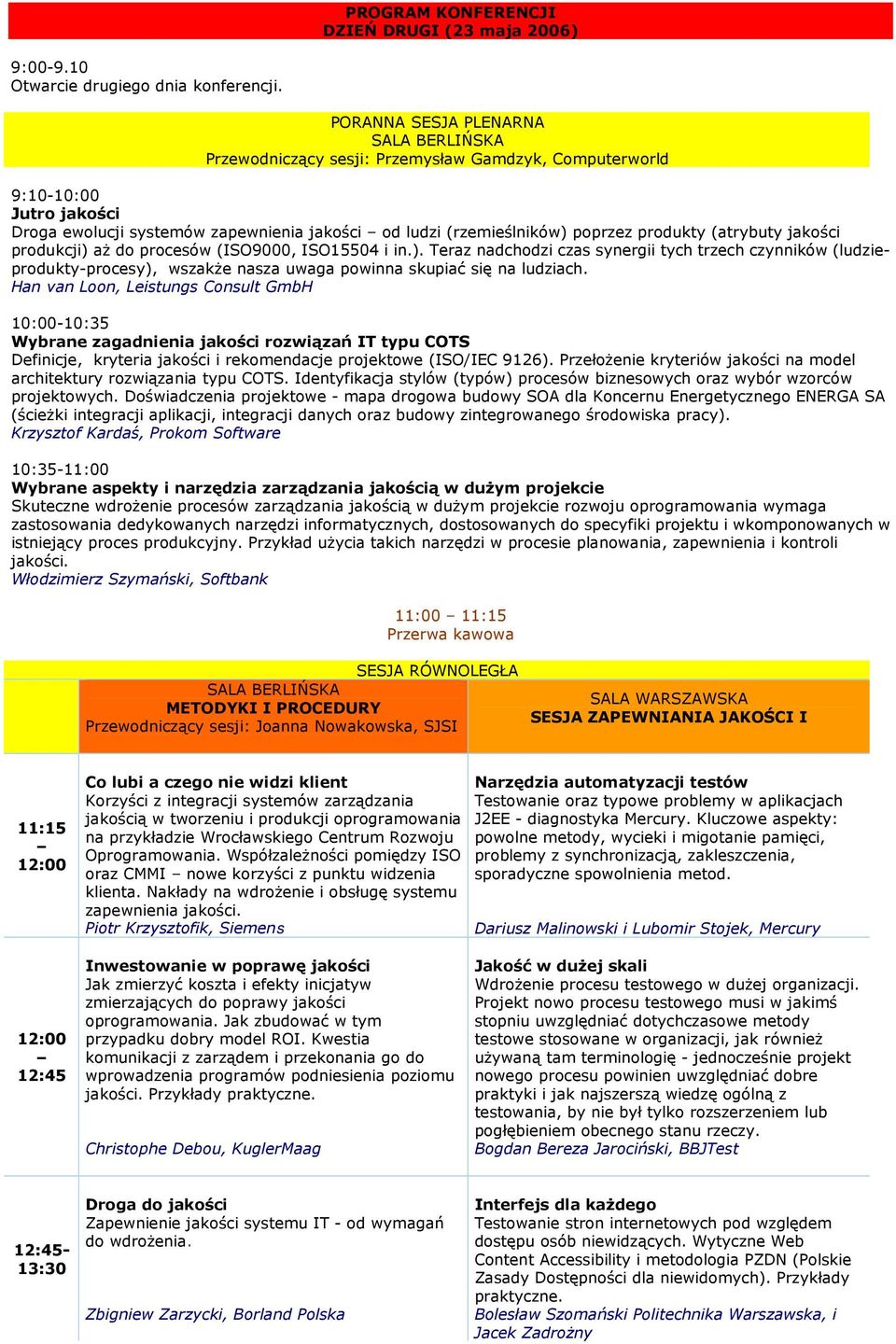 jakości produkcji) aŝ do procesów (ISO9000, ISO15504 i in.). Teraz nadchodzi czas synergii tych trzech czynników (ludzieprodukty-procesy), wszakŝe nasza uwaga powinna skupiać się na ludziach.