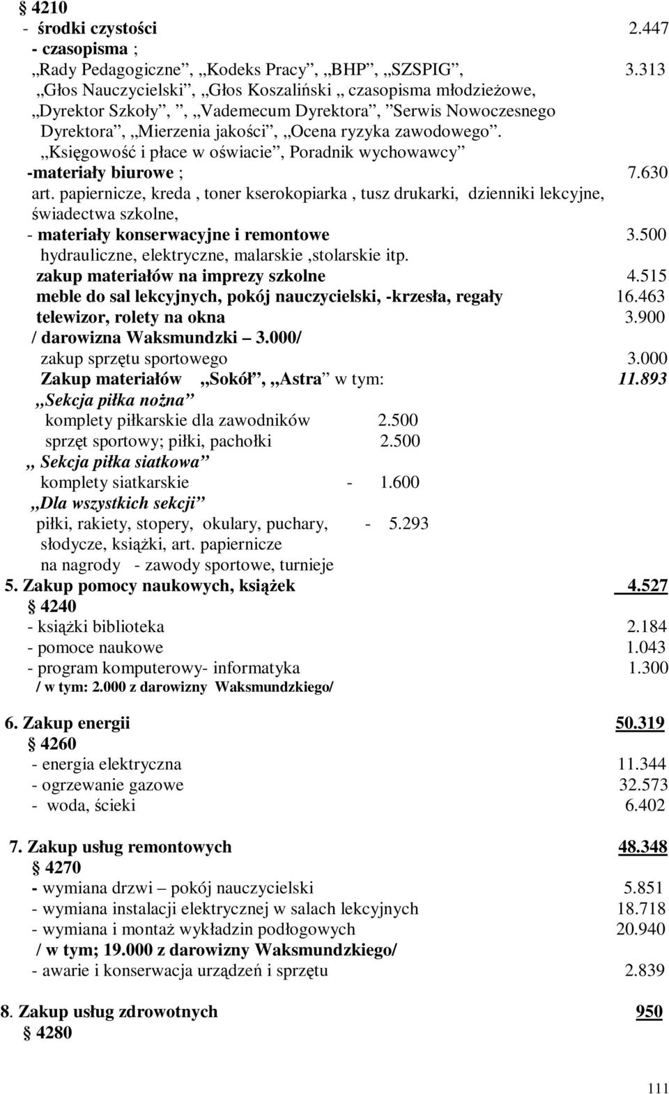 Księgowość i płace w oświacie, Poradnik wychowawcy -materiały biurowe ; 7.630 art.