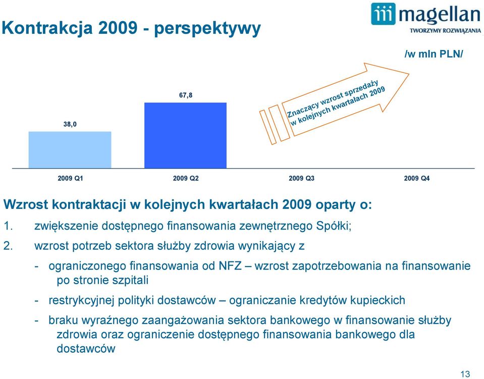 wzrost potrzeb sektora służby zdrowia wynikający z ograniczonego finansowania od NFZ wzrost zapotrzebowania na finansowanie po stronie szpitali