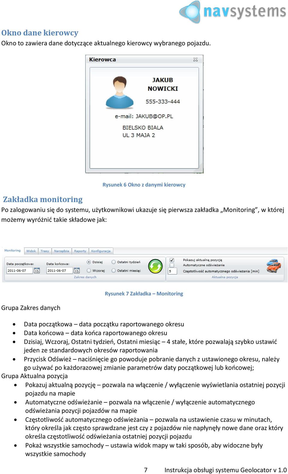 danych Rysunek 7 Zakładka Monitoring Data początkowa data początku raportowanego okresu Data końcowa data końca raportowanego okresu Dzisiaj, Wczoraj, Ostatni tydzień, Ostatni miesiąc 4 stałe, które