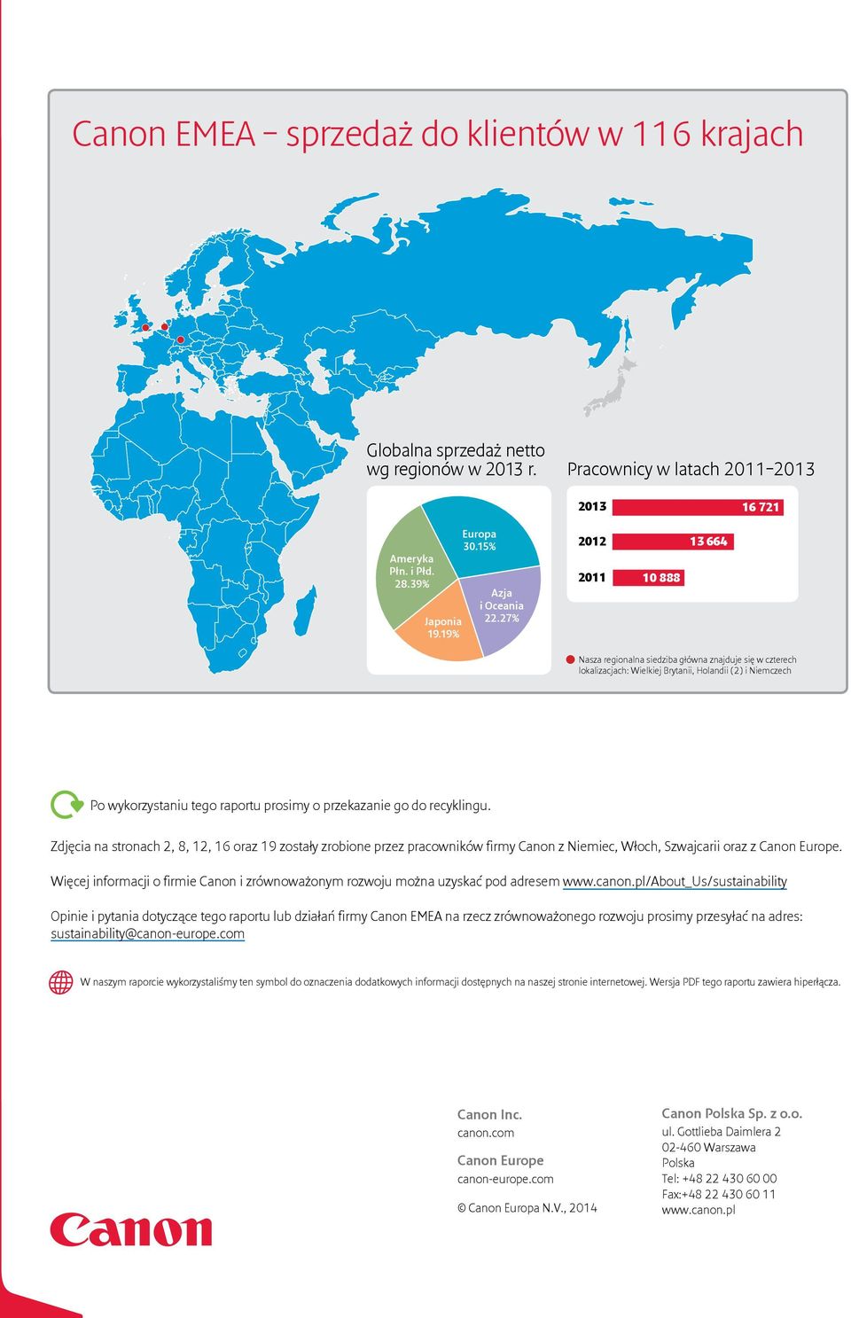 27% 2012 2011 10 888 13 664 Nasza regionalna siedziba główna znajduje się w czterech lokalizacjach: Wielkiej Brytanii, Holandii (2) i Niemczech Po wykorzystaniu tego raportu prosimy o przekazanie go