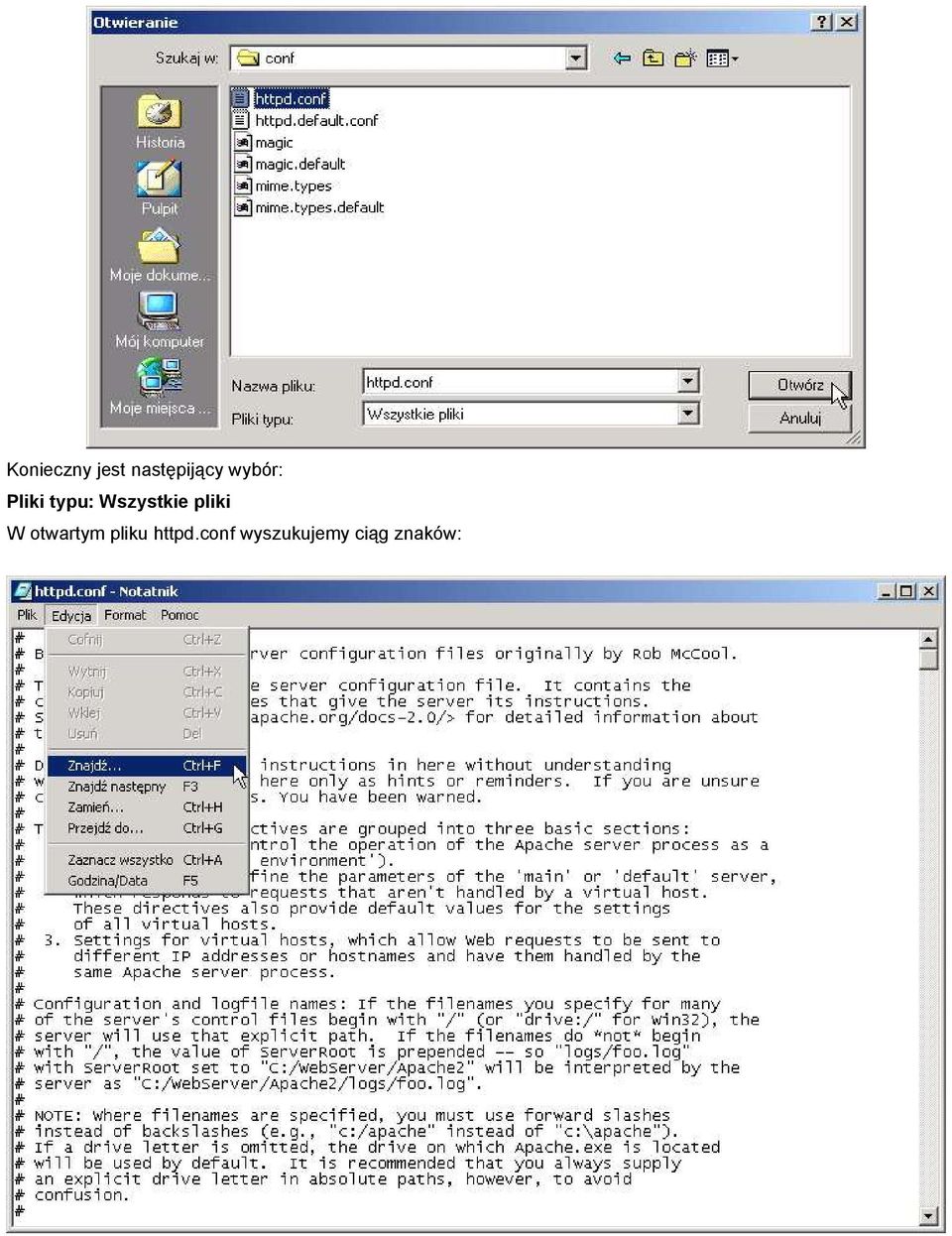 pliki W otwartym pliku httpd.