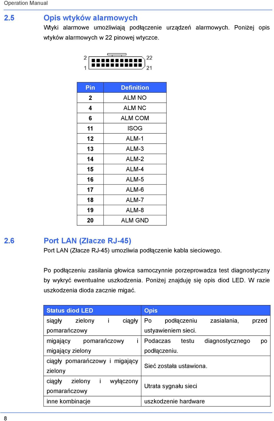 6 Port LAN (Złacze RJ-45) Port LAN (Złacze RJ-45) umozliwia podłączenie kabla sieciowego.