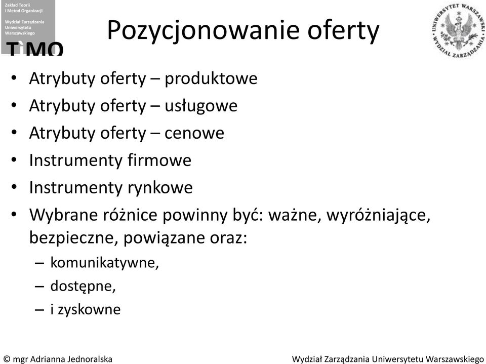 Instrumenty rynkowe Wybrane różnice powinny być: ważne,