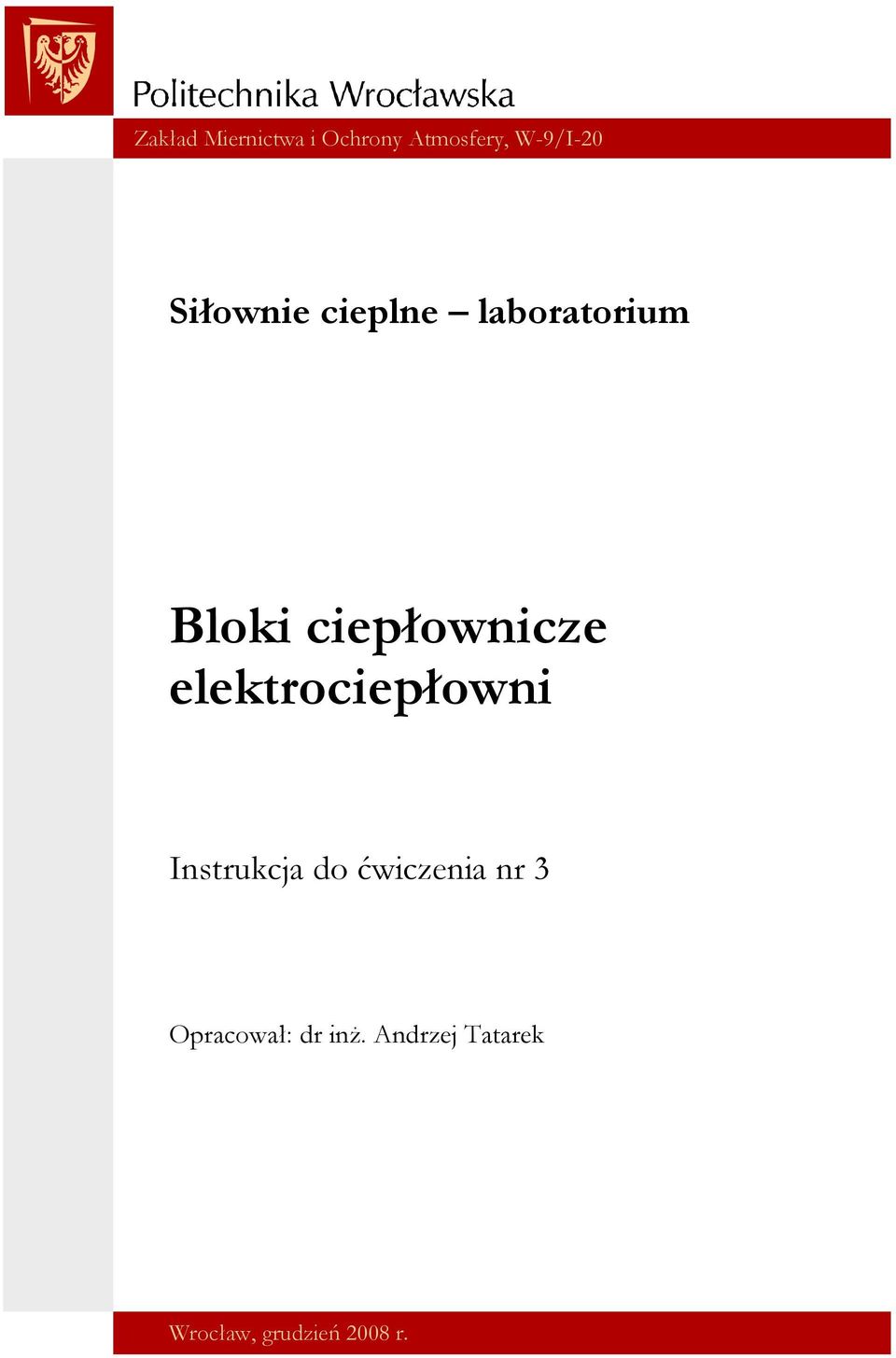 elektrociepłowni Instrukcja do ćwiczenia nr 3