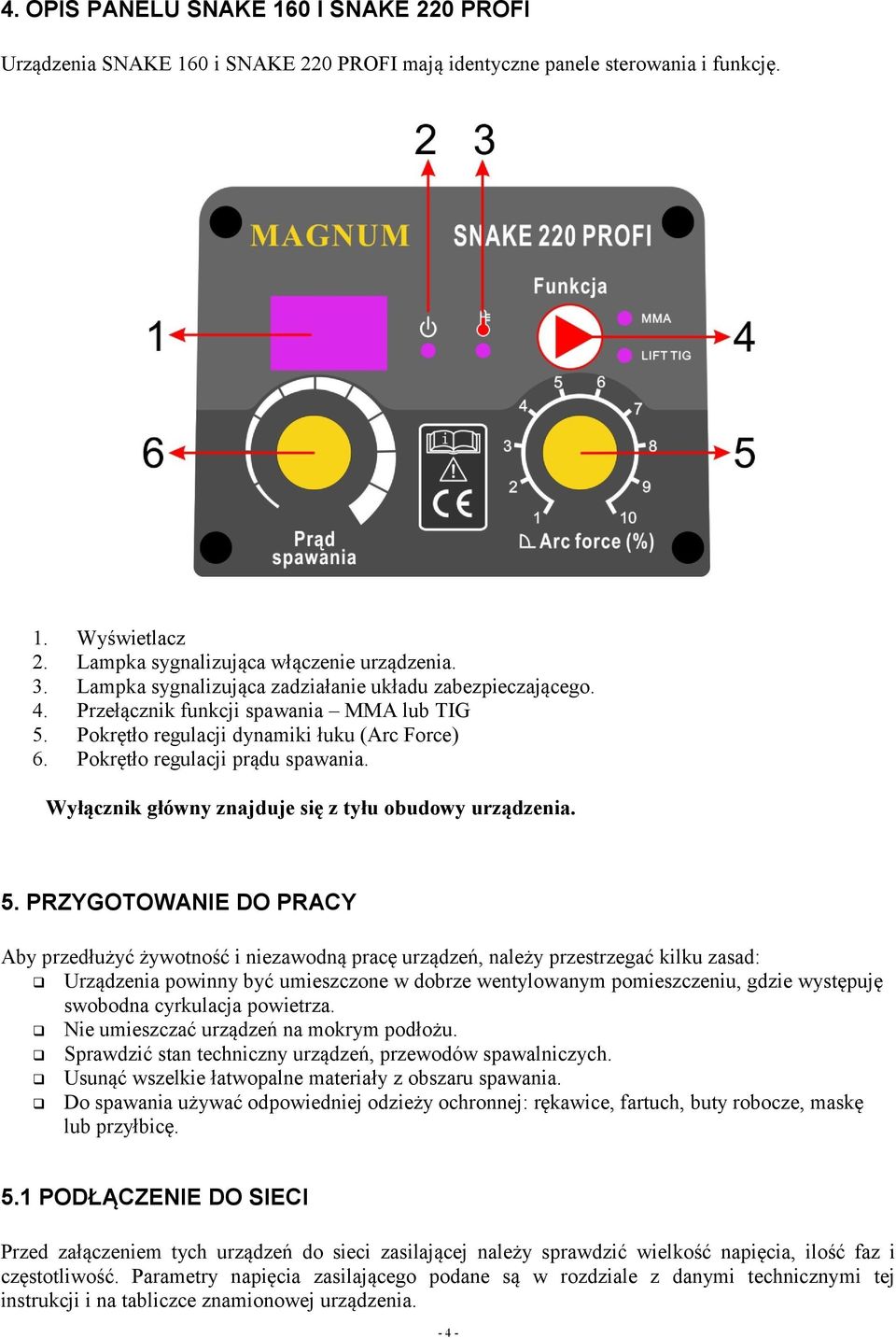 Wyłącznik główny znajduje się z tyłu obudowy urządzenia. 5.