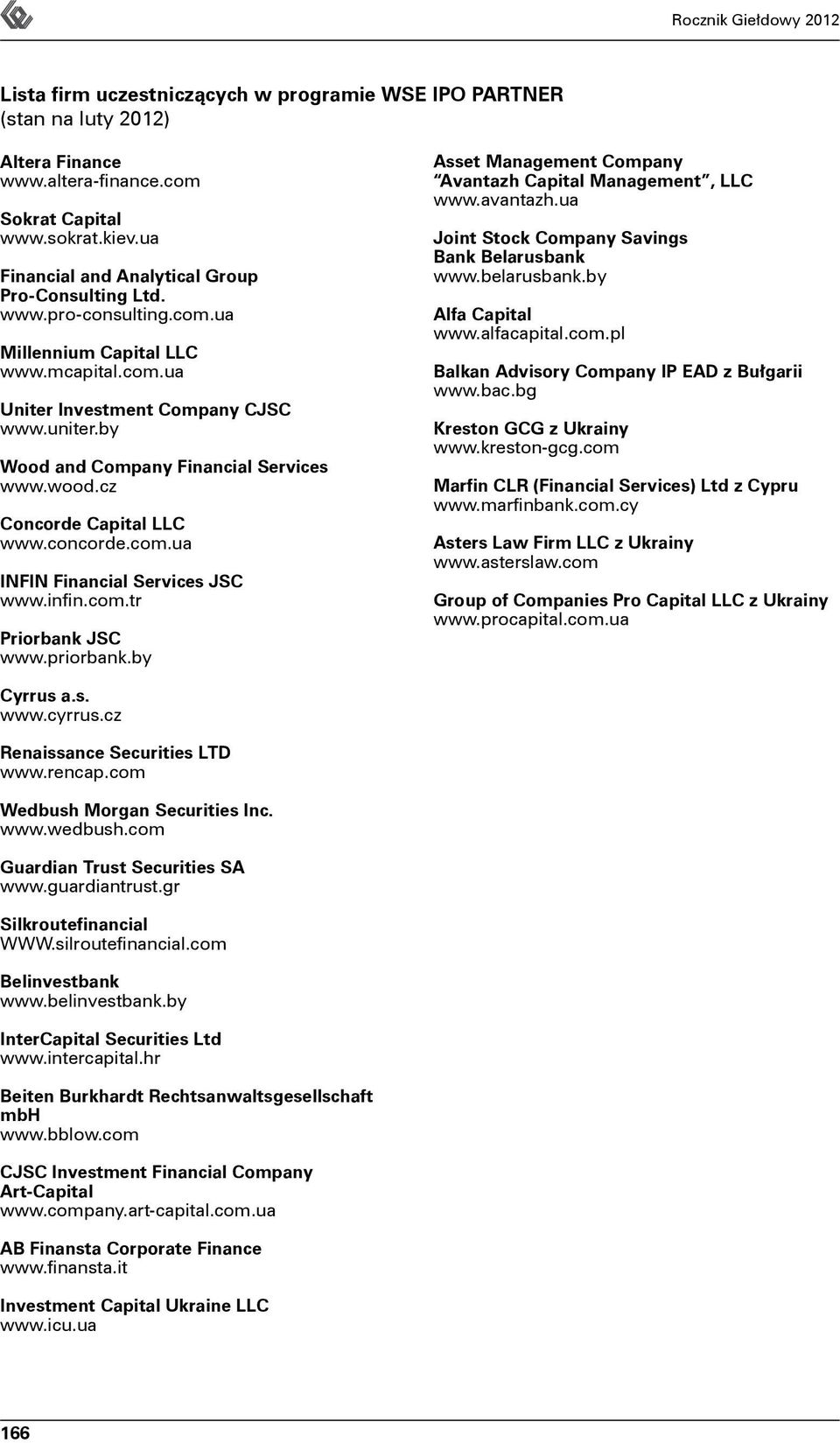 infin.com.tr Priorbank JSC www.priorbank.by Asset Management Company Avantazh Capital Management, LLC www.avantazh.ua Joint Stock Company Savings Bank Belarusbank www.belarusbank.by Alfa Capital www.