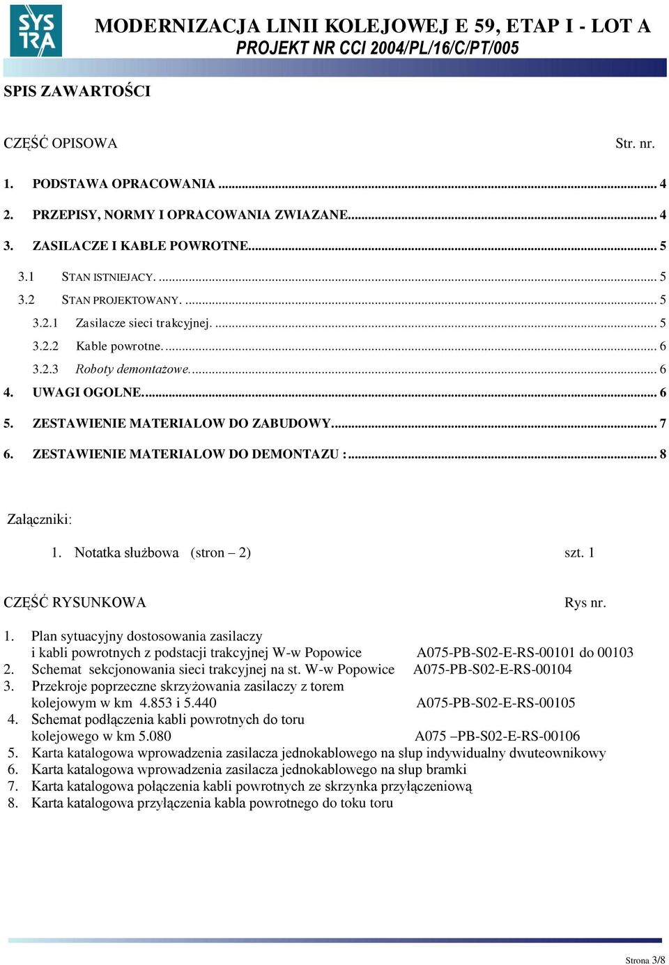 ZESTAWIENIE MATERIALOW DO ZABUDOWY.... 7 6. ZESTAWIENIE MATERIALOW DO DEMONTAZU :... 8 Załączniki: 1.