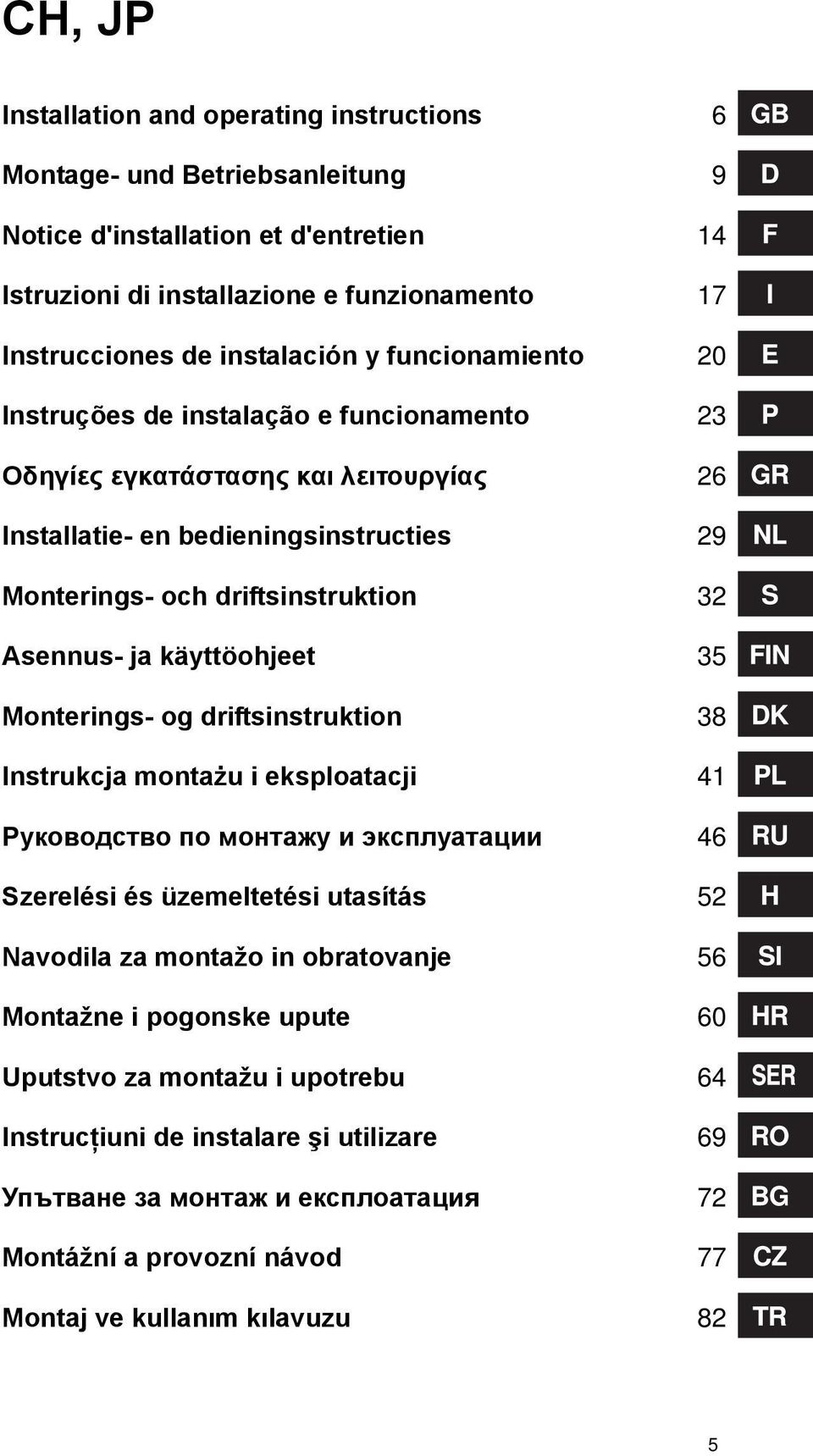 käyttöohjeet 35 Monterings- og driftsinstruktion 38 Instrukcja montażu i eksploatacji 41 Руководство по монтажу и эксплуатации 46 Szerelési és üzemeltetési utasítás 52 Navodila za montažo in