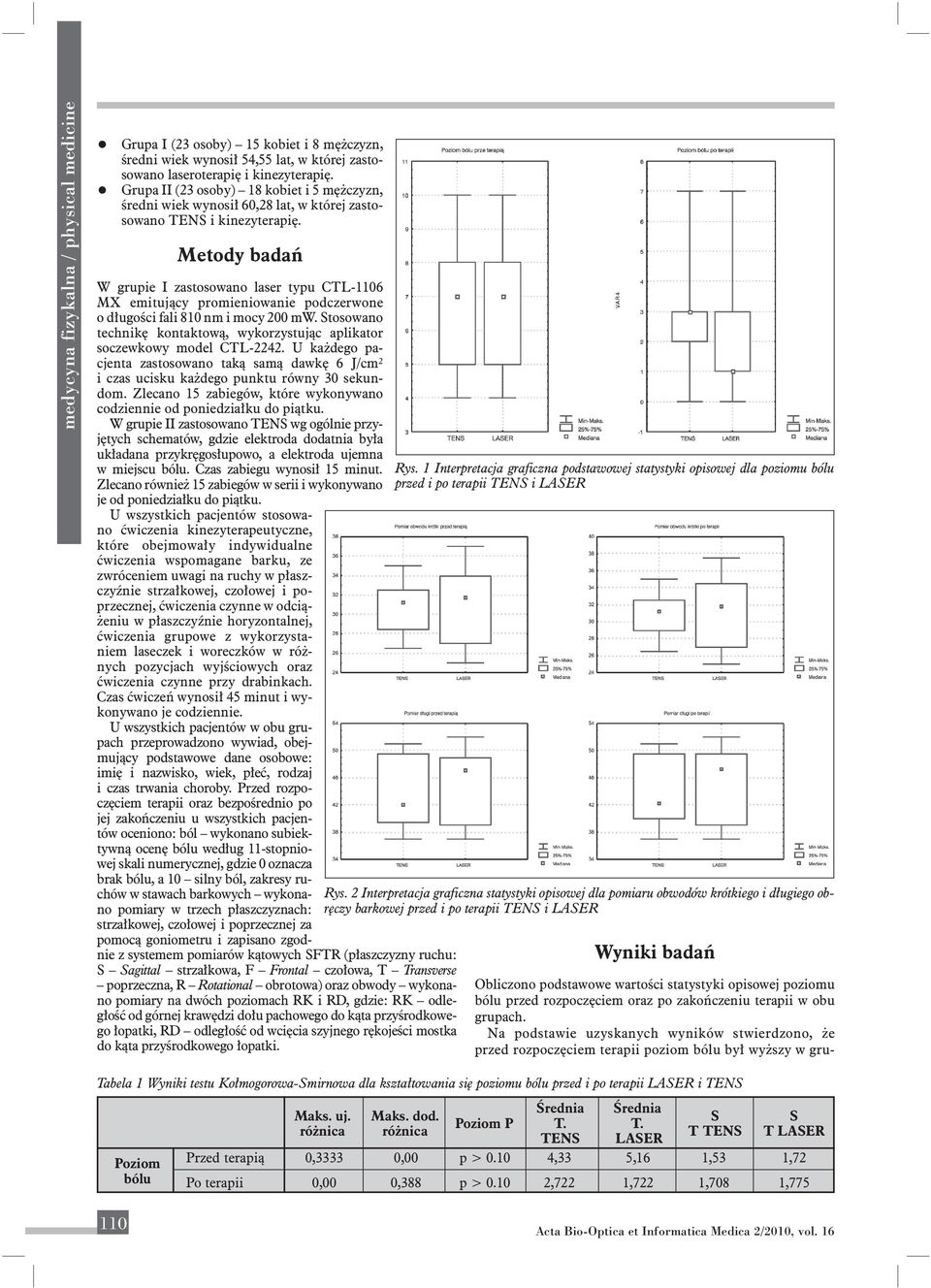 Metody badań W grupie I zastosowano laser typu CTL-1106 MX emitujący promieniowanie podczerwone o długości fali 810 nm i mocy 200 mw.