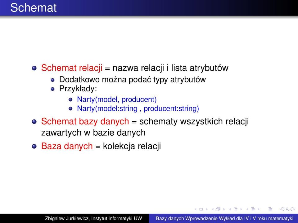 Narty(model:string, producent:string) Schemat bazy danych = schematy