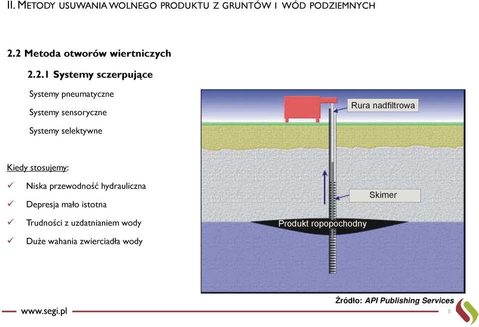 sensoryczne Systemy selektywne Kiedy stosujemy: Niska przewodność hydrauliczna Depresja