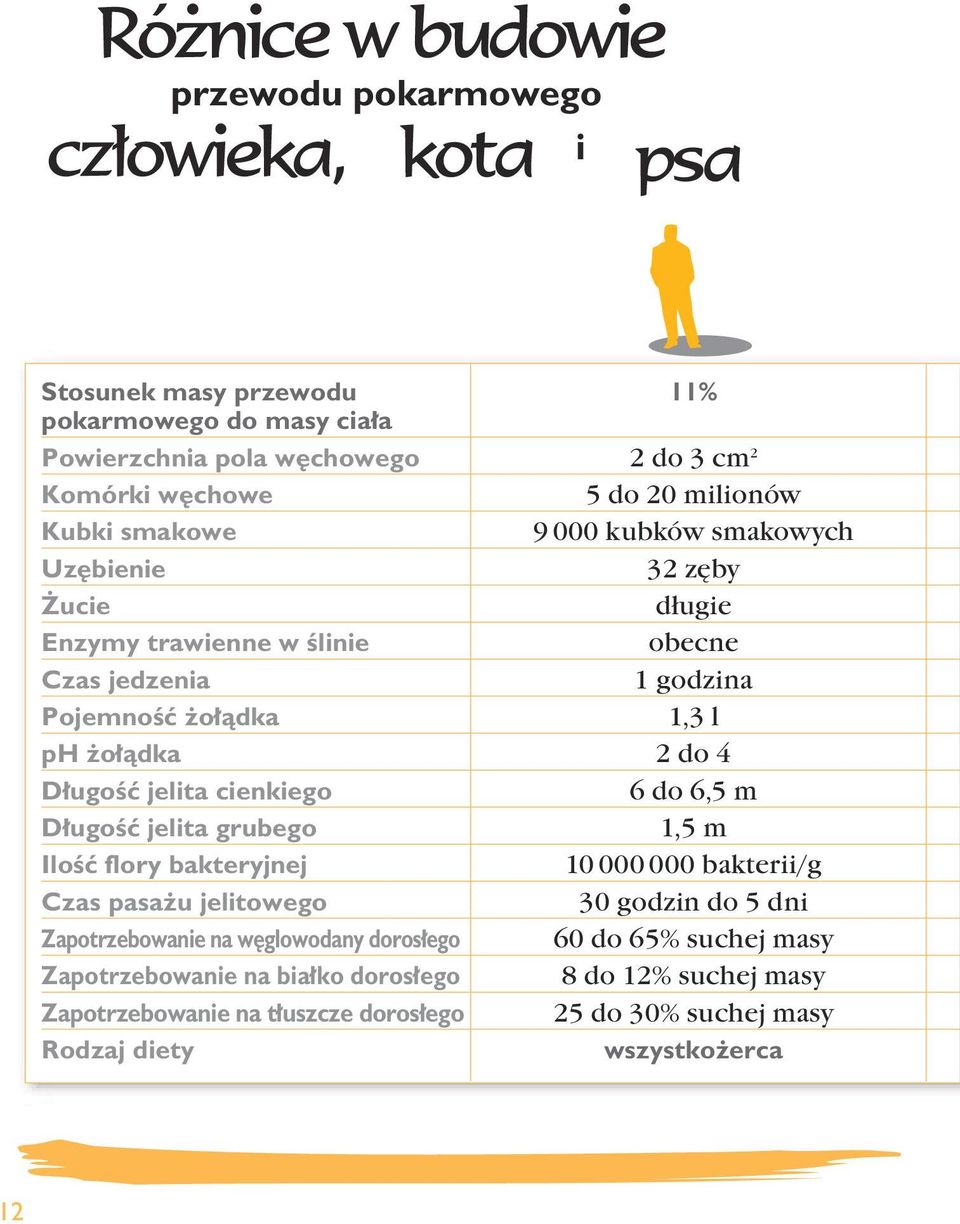 ugoêç jelita cienkiego 6 do 6,5 m D ugoêç jelita grubego 1,5 m IloÊç flory bakteryjnej 10 000 000 bakterii/g Czas pasa u jelitowego 30 godzin do 5 dni Zapotrzebowanie na w