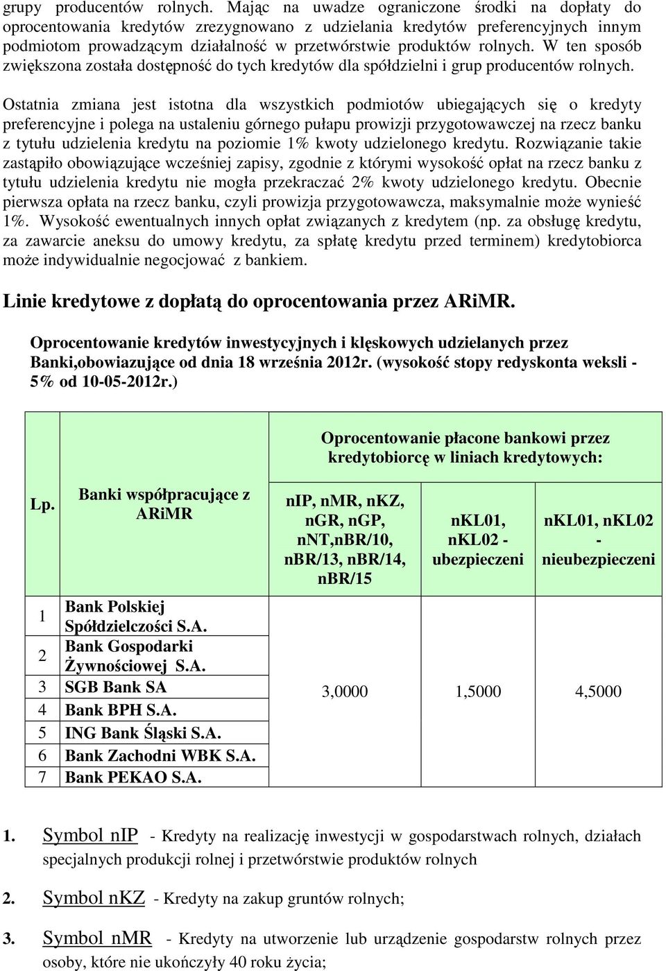 W ten sposób zwiększona została dostępność do tych kredytów dla spółdzielni i grup producentów rolnych.