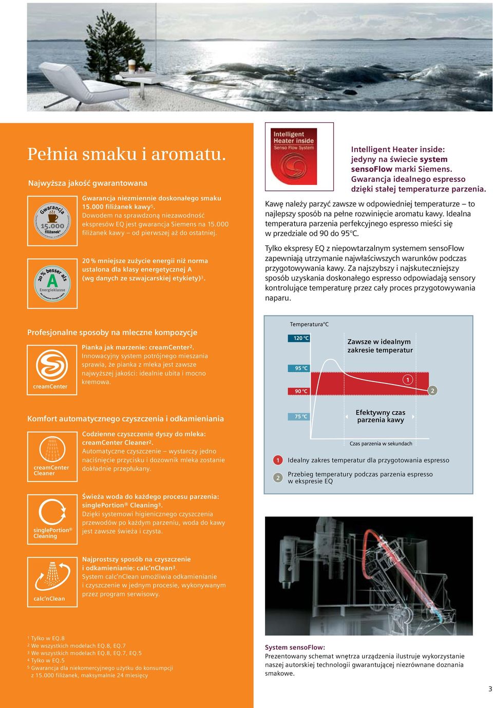 20 % miejsze zużycie eergii iż orma ustaloa dla klasy eergetyczej A (wg daych ze szwajcarskiej etykiety) 3. Itelliget Heater iside: jedyy a świecie system sesoflow marki Siemes.