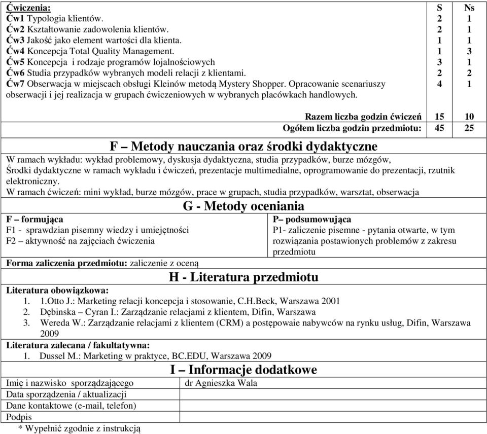 Opracowanie scenariuszy obserwacji i jej realizacja w grupach ćwiczeniowych w wybranych placówkach handlowych.