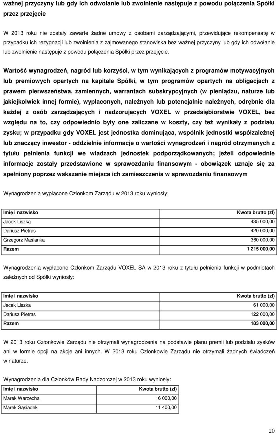 Wartość wynagrodzeń, nagród lub korzyści, w tym wynikających z programów motywacyjnych lub premiowych opartych na kapitale Spółki, w tym programów opartych na obligacjach z prawem pierwszeństwa,