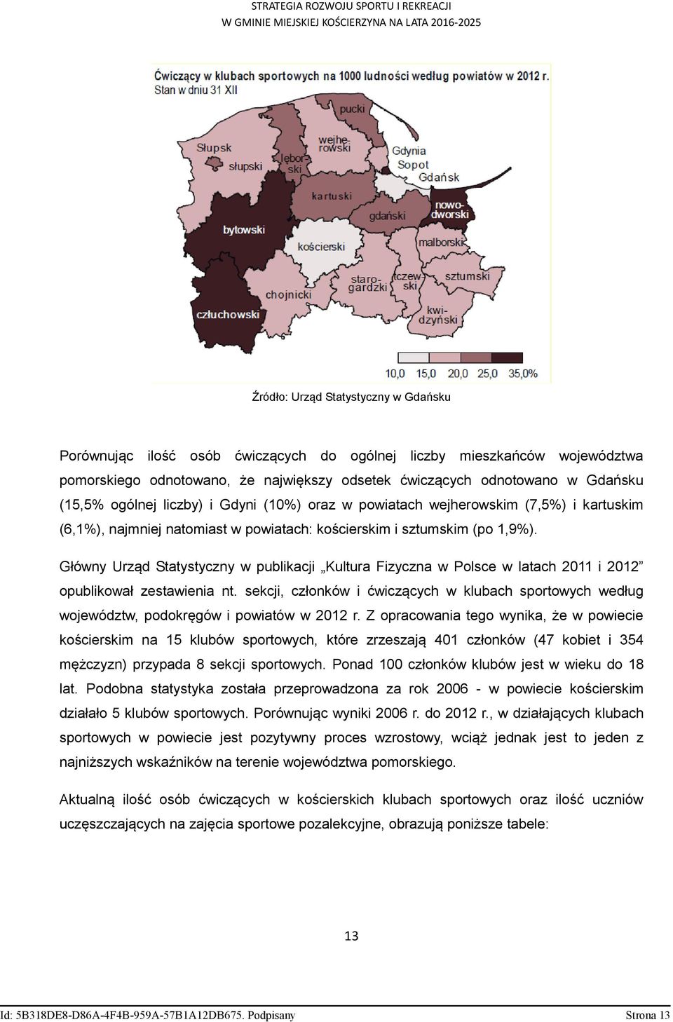 Główny Urząd Statystyczny w publikacji Kultura Fizyczna w Polsce w latach 2011 i 2012 opublikował zestawienia nt.