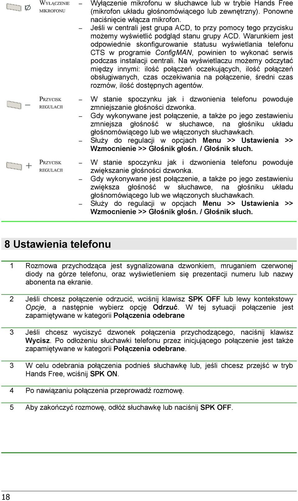 Warunkiem jest odpowiednie skonfigurowanie statusu wyświetlania telefonu CTS w programie ConfigMAN, powinien to wykonać serwis podczas instalacji centrali.