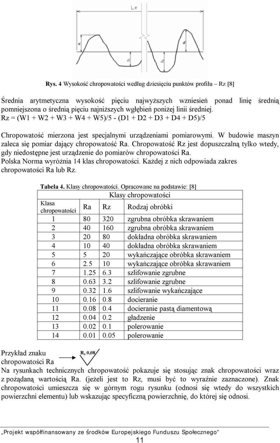 W budowie maszyn zaleca się pomiar dający chropowatość Ra. Chropowatość Rz jest dopuszczalną tylko wtedy, gdy niedostępne jest urządzenie do pomiarów chropowatości Ra.