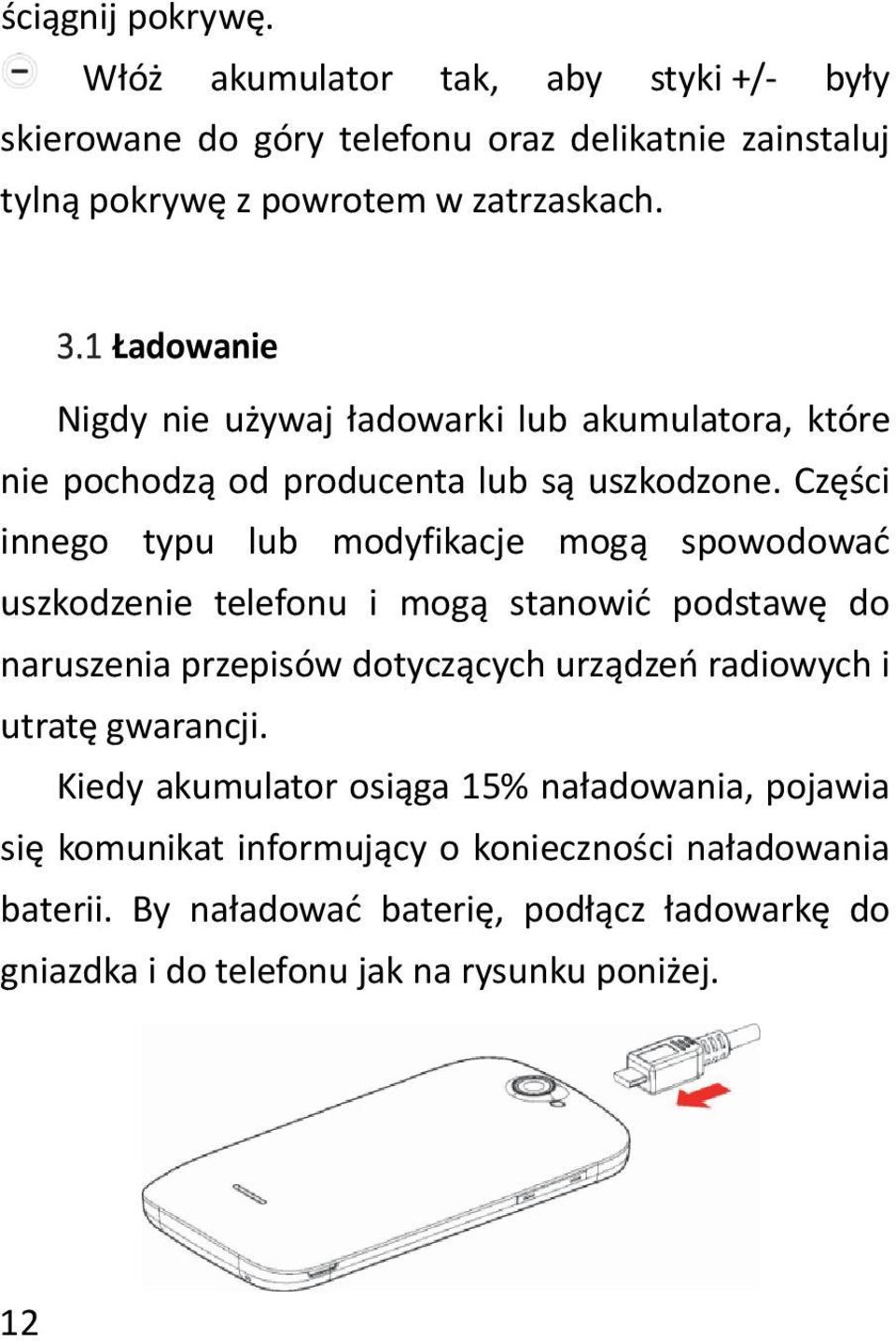 Części innego typu lub modyfikacje mogą spowodować uszkodzenie telefonu i mogą stanowić podstawę do naruszenia przepisów dotyczących urządzeń radiowych i