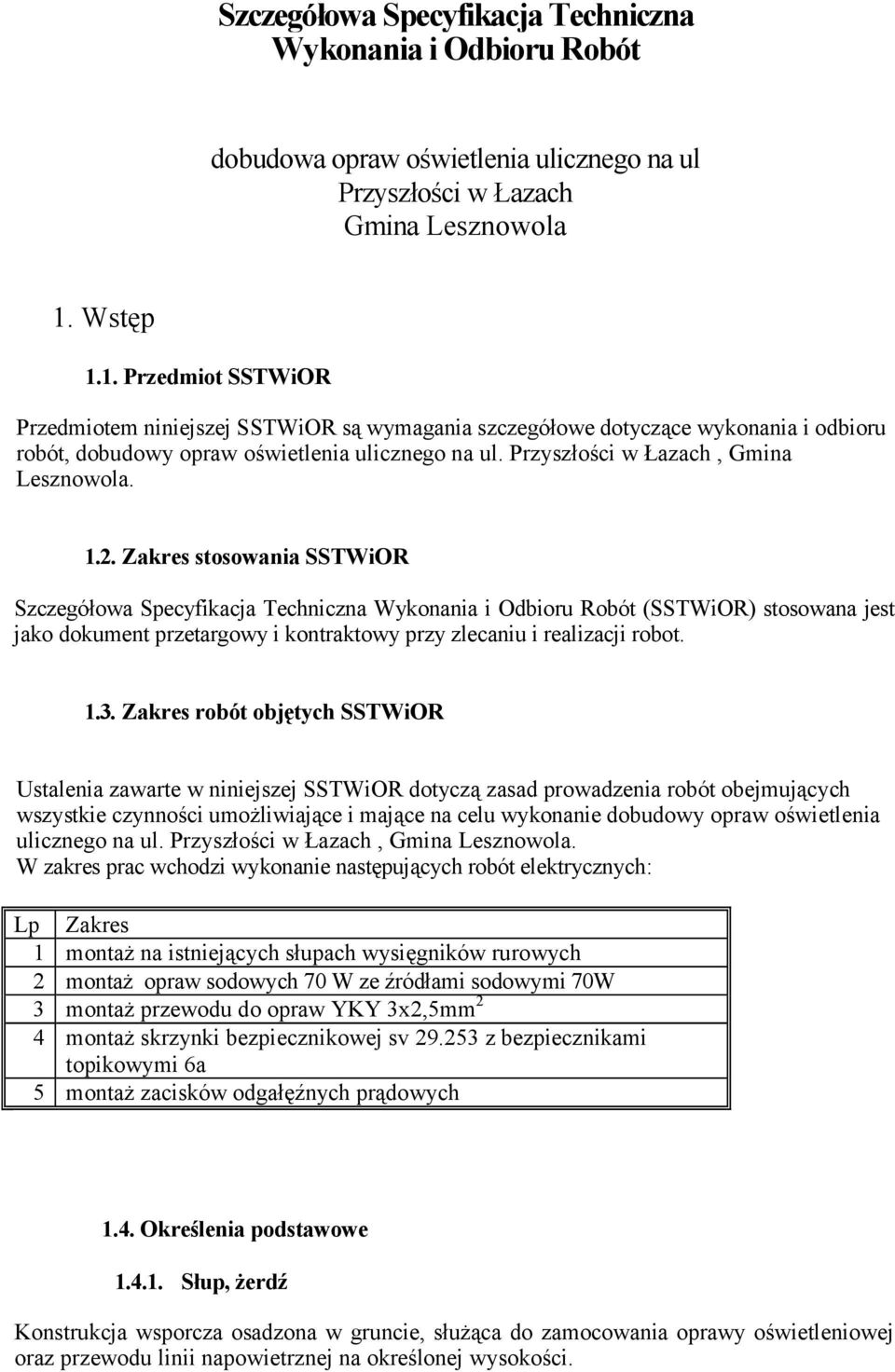 Przyszłości w Łazach, Gmina Lesznowola. 1.2.