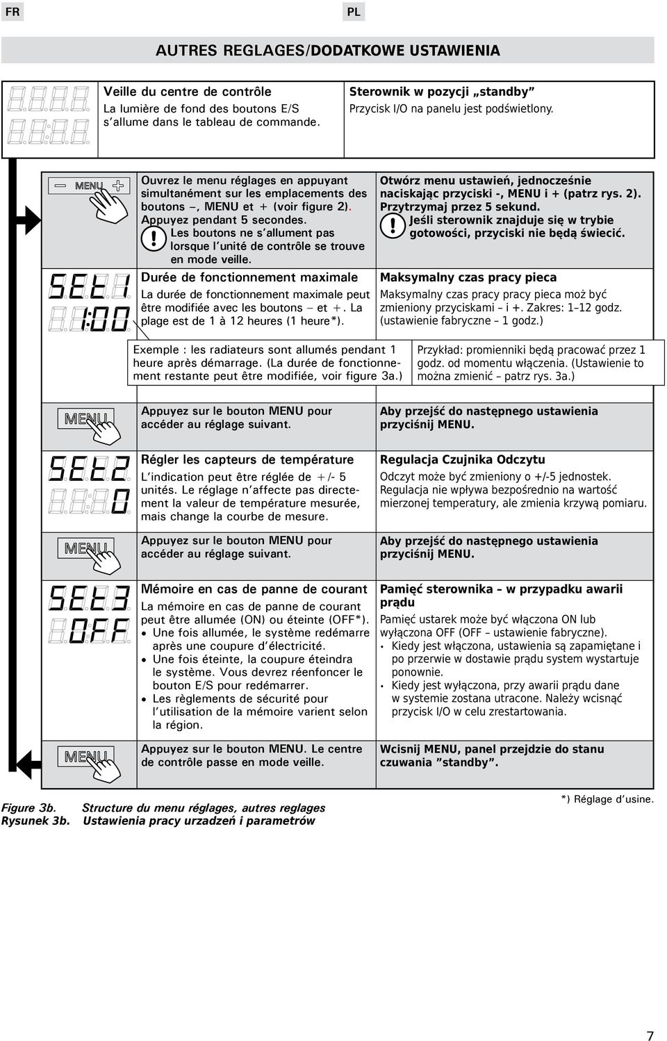 Appuyez pendant 5 secondes. Les boutons ne s allument pas lorsque l unité de contrôle se trouve en mode veille.