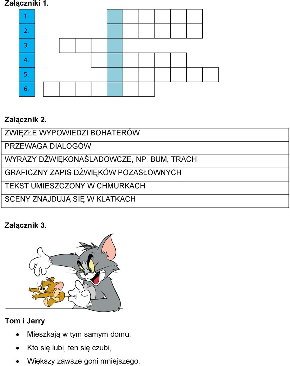 BUM, TRACH GRAFICZNY ZAPIS DŹWIĘKÓW POZASŁOWNYCH TEKST UMIESZCZONY W CHMURKACH SCENY