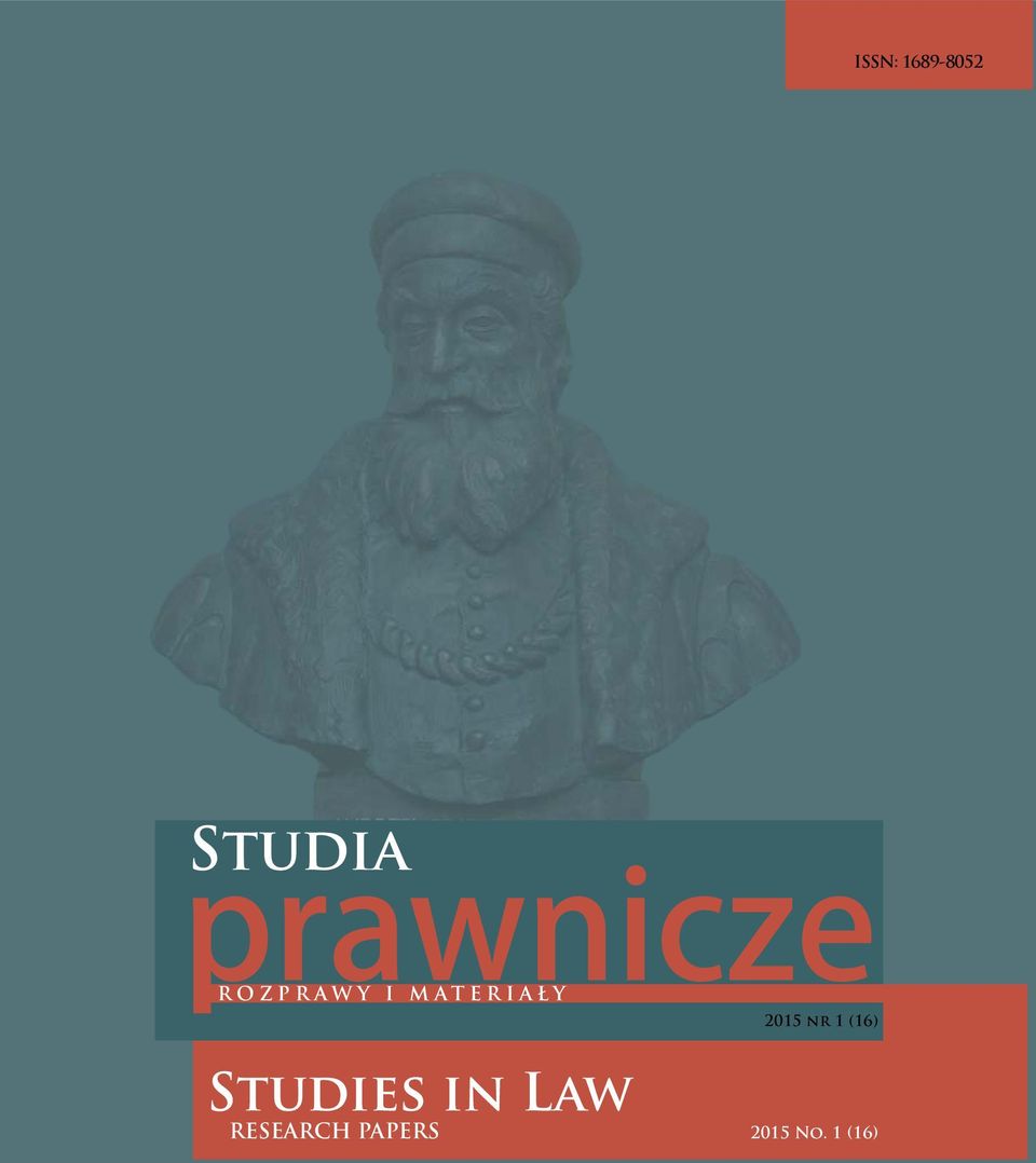nr 1 (16) Studies in Law